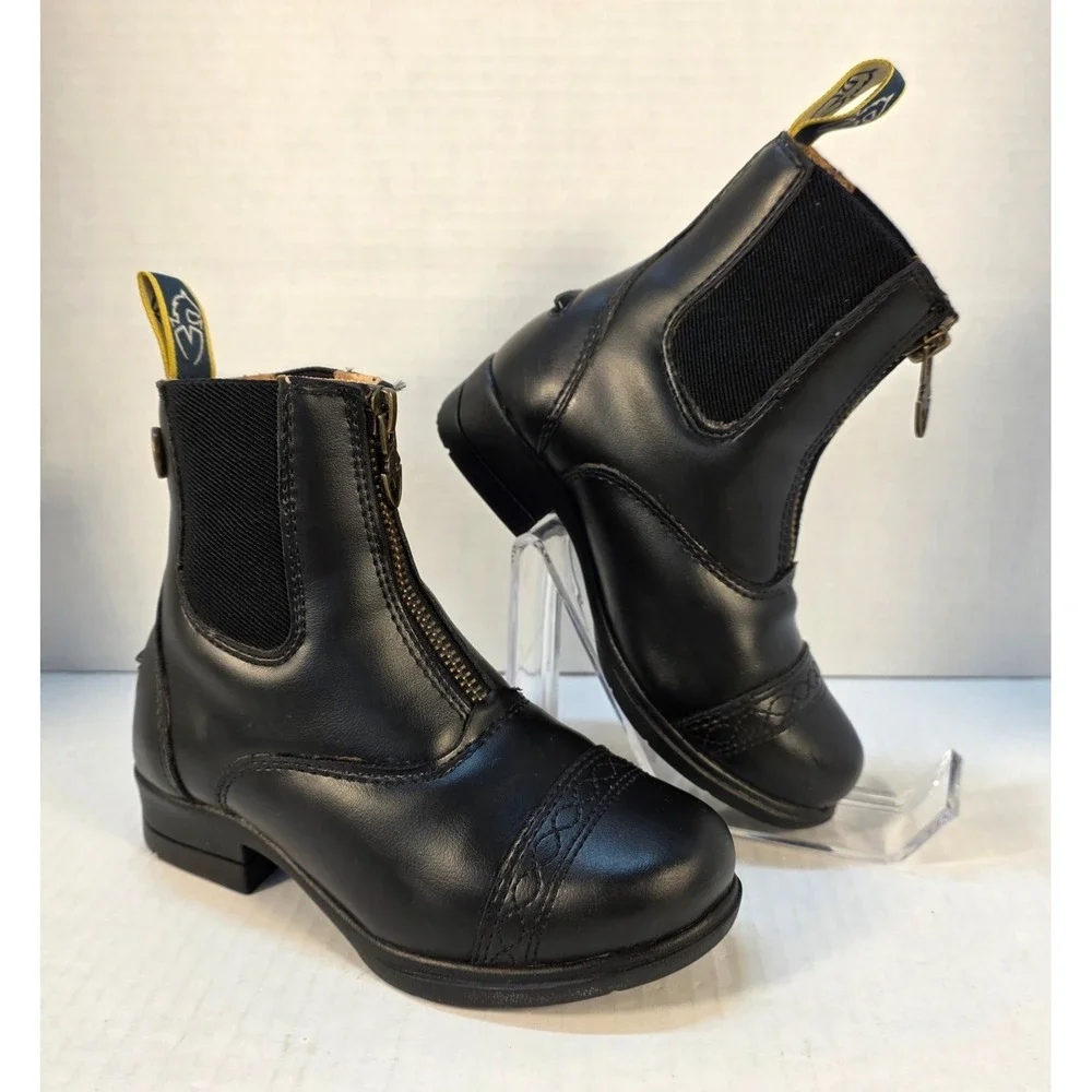 Moretta Clio Paddock Boots Kids Equestrian Front Zip Black US 11 EUC Equestrian